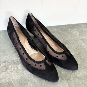 Beautifeel black varin kitten heels Swiss dot leather suede  size 9.5 (EU 41)